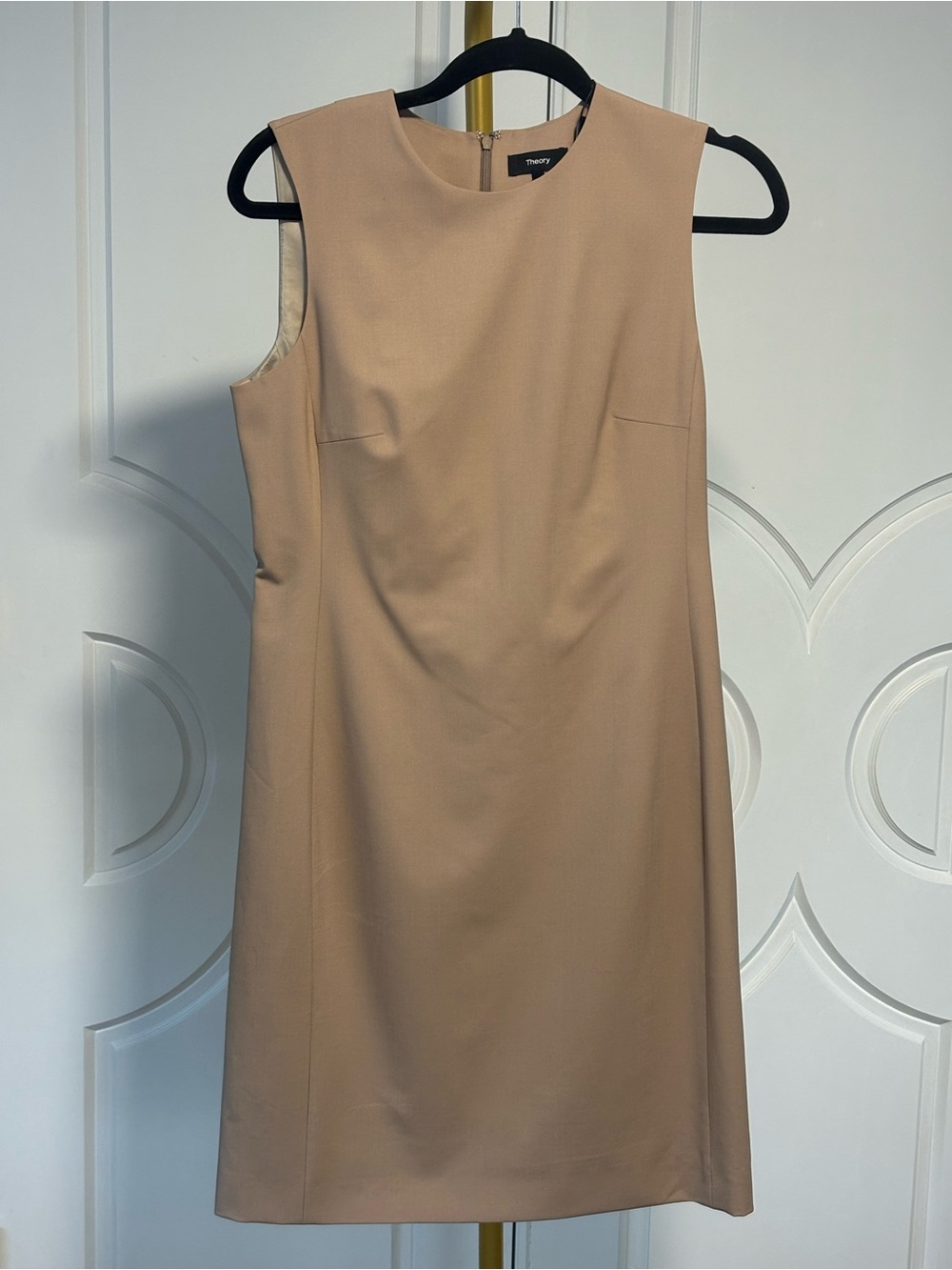 Theory SL Fitted Dress Traceable Wool 2 Palomino Beige Size 6 NWT Sheath Dress